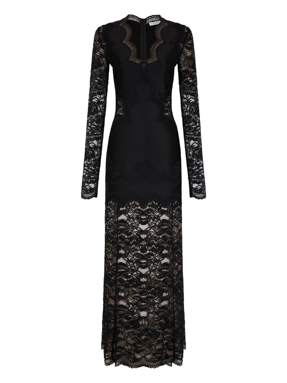 RABANNE Abito lungo in pizzo nero 