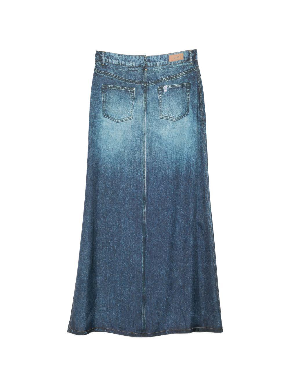 LIUJO Gonna in denim blu con spacco frontale 