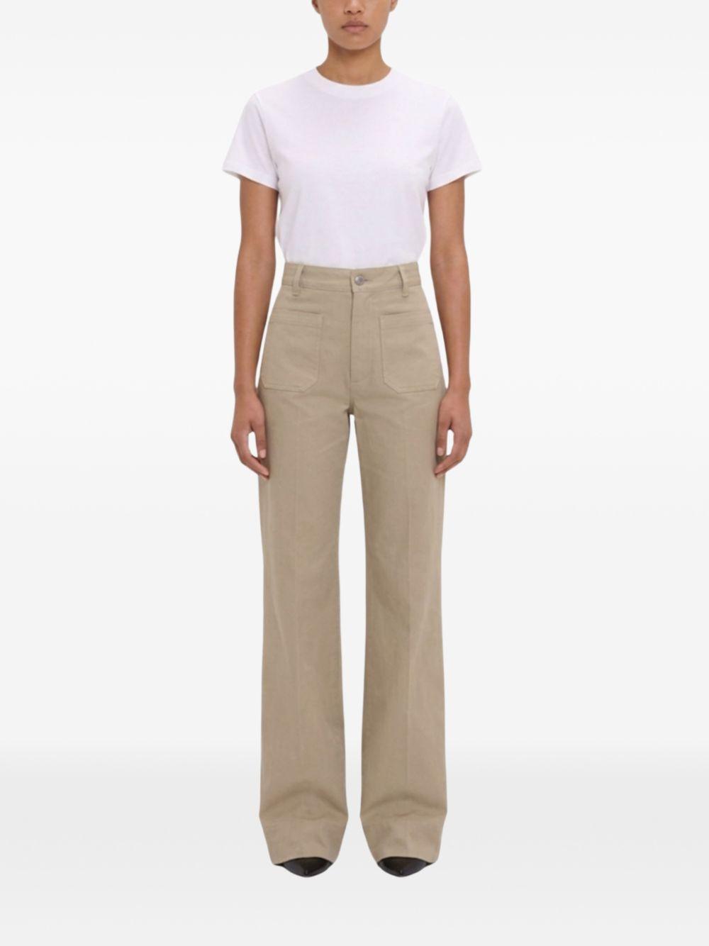 VICTORIA BECKHAM Jeans in cotone beige con tasche 