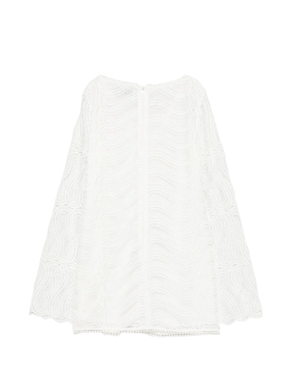 RAQUEL DINIZ Mini abito con ricami crochet bianco 