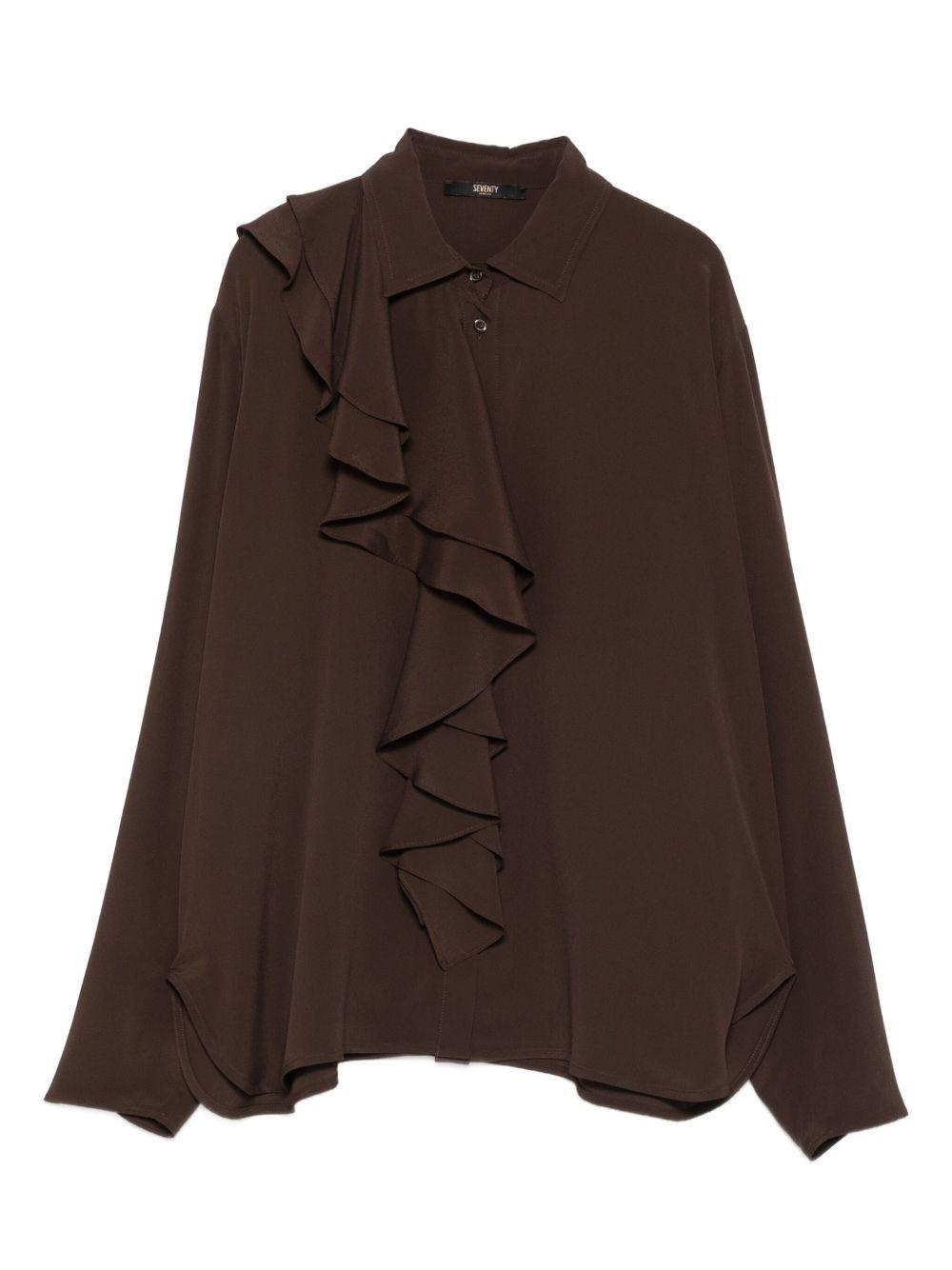 SEVENTY Camicia con ruches marrone 