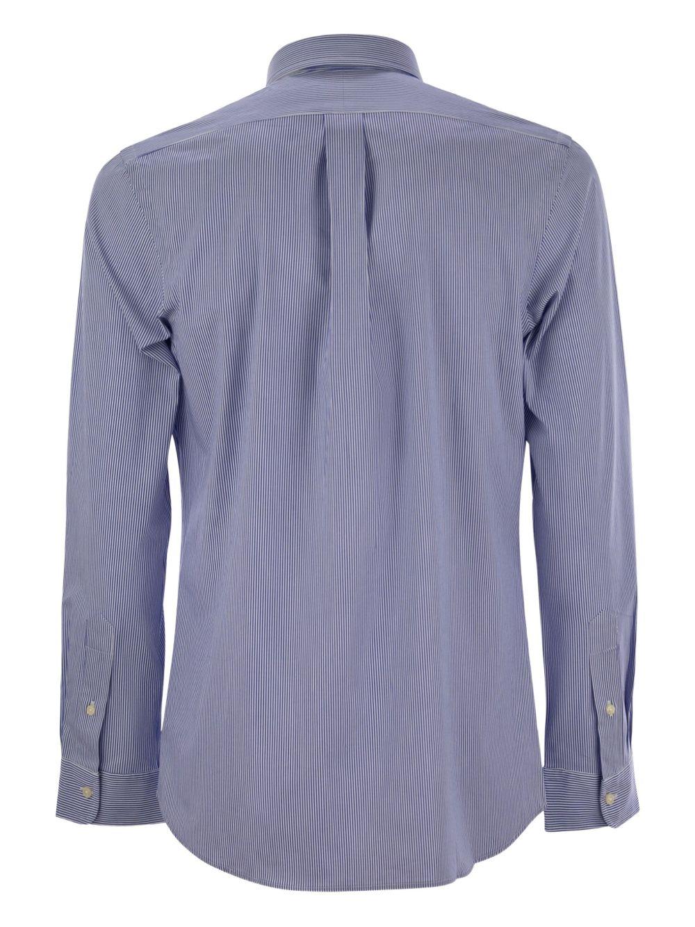 POLO RALPH LAUREN Camicia in cotone a righe con cavallino blu 