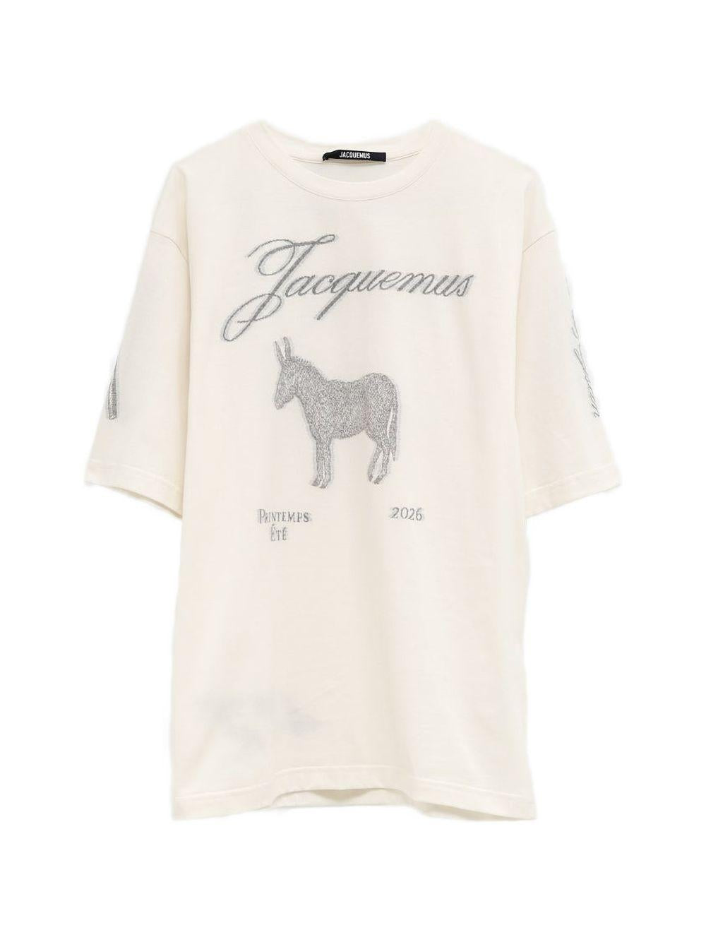 JACQUEMUS T-shirt bianca in cotone con stampa grafica 