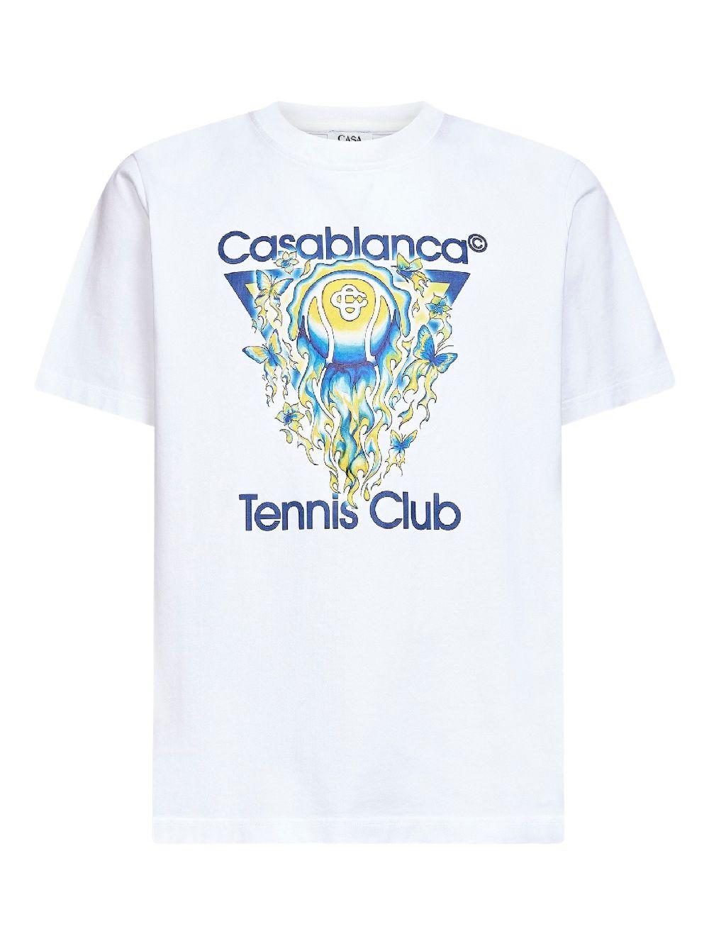 CASABLANCA T-shirt con stampa grafica in cotone bianco 