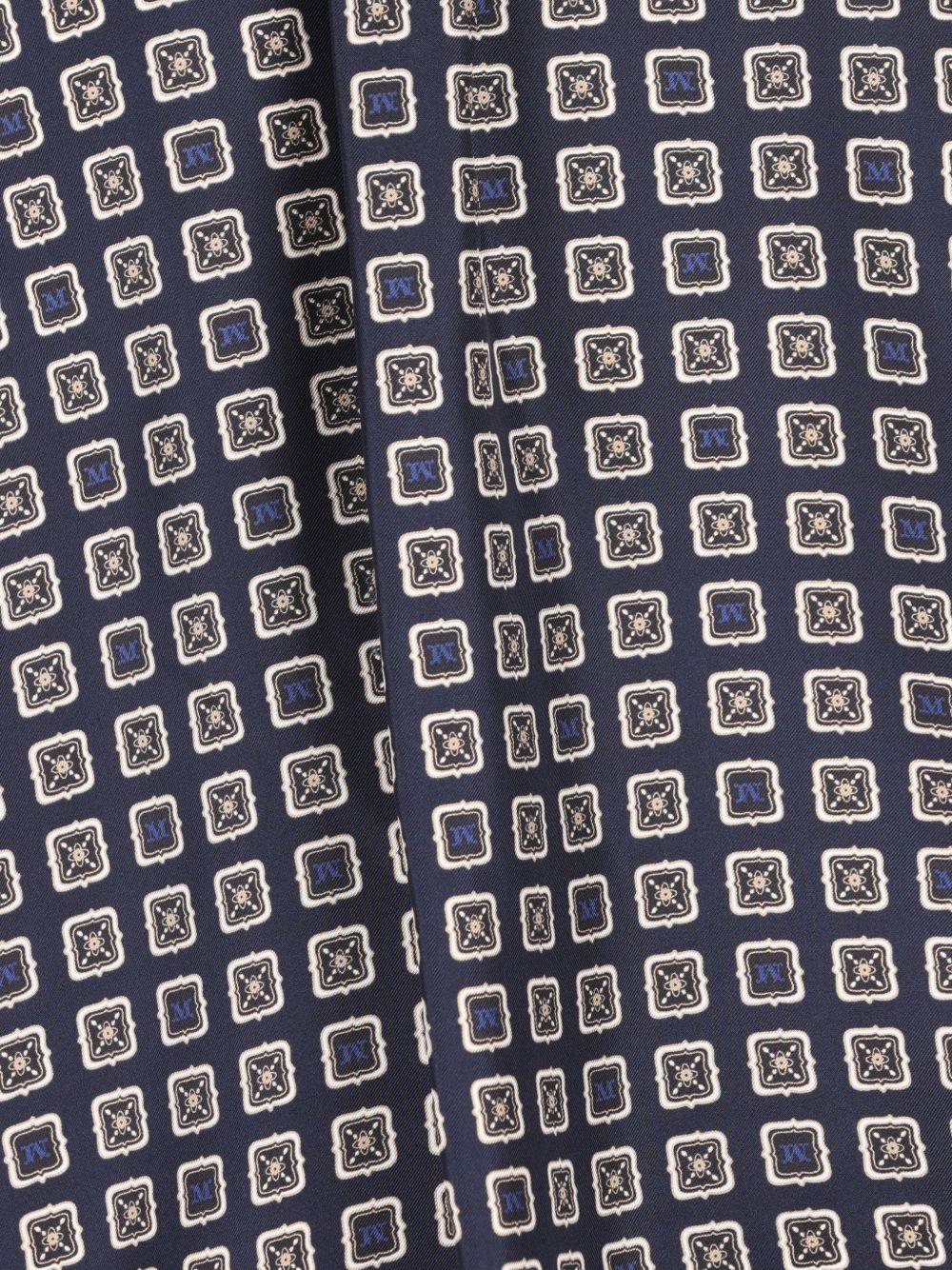 MAX MARA Camicia di seta blu con logo all-over 