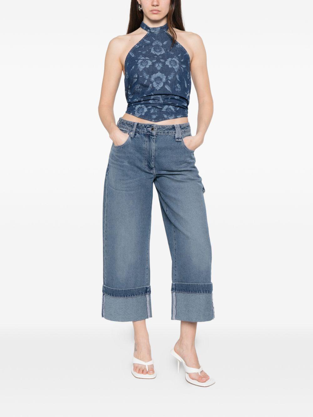 PINKO Top Urlo in denim con scollo halter 