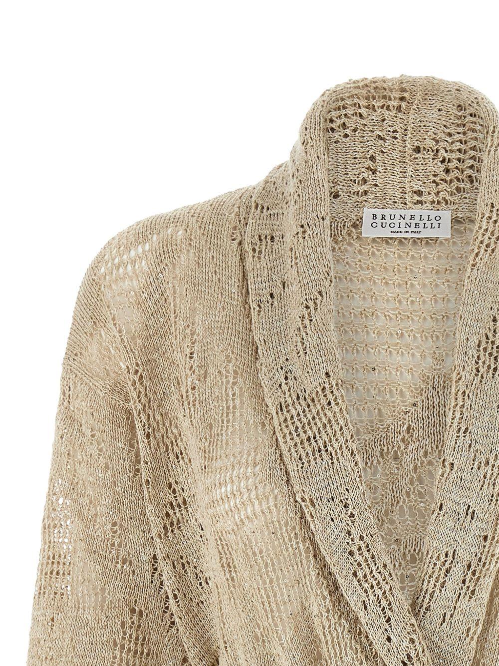 BRUNELLO CUCINELLI Cardigan in crochet beige 