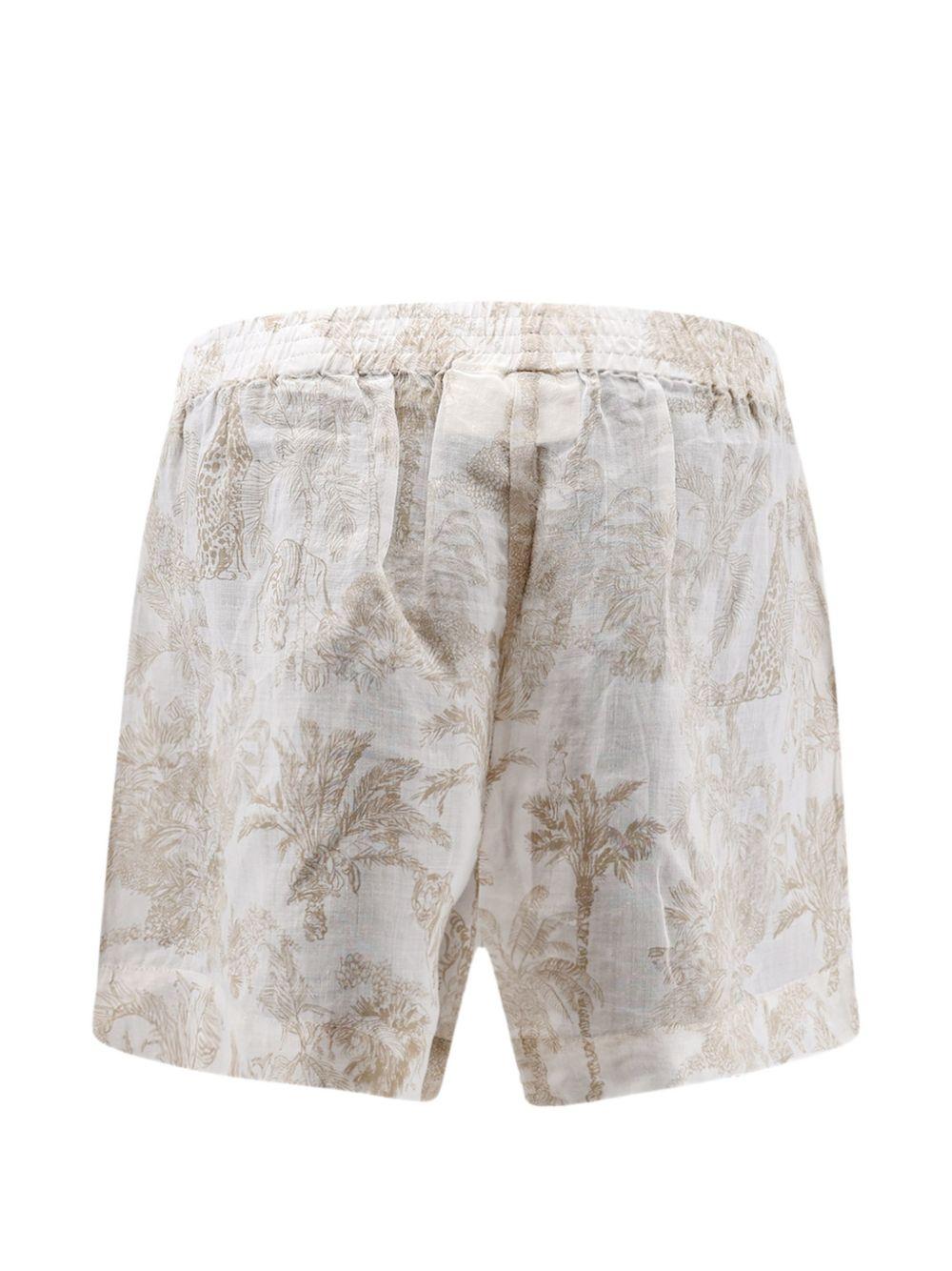MC2 SAINT BARTH Short con stampa grafica floreale marrone beige chiaro 