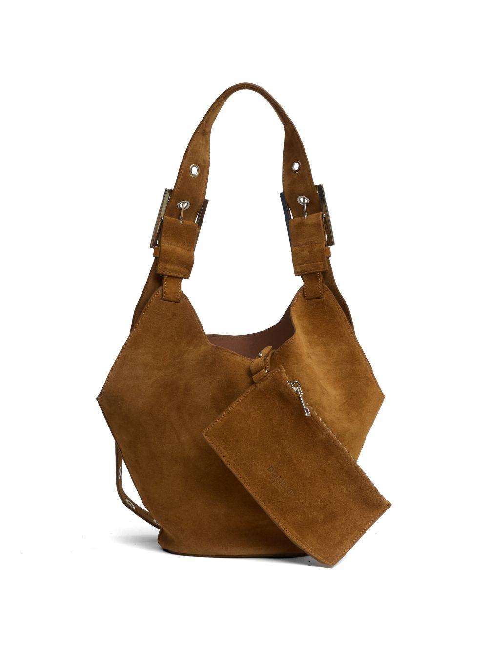 DONDUP Borsa a spalla small Hobo in camoscio marrone 