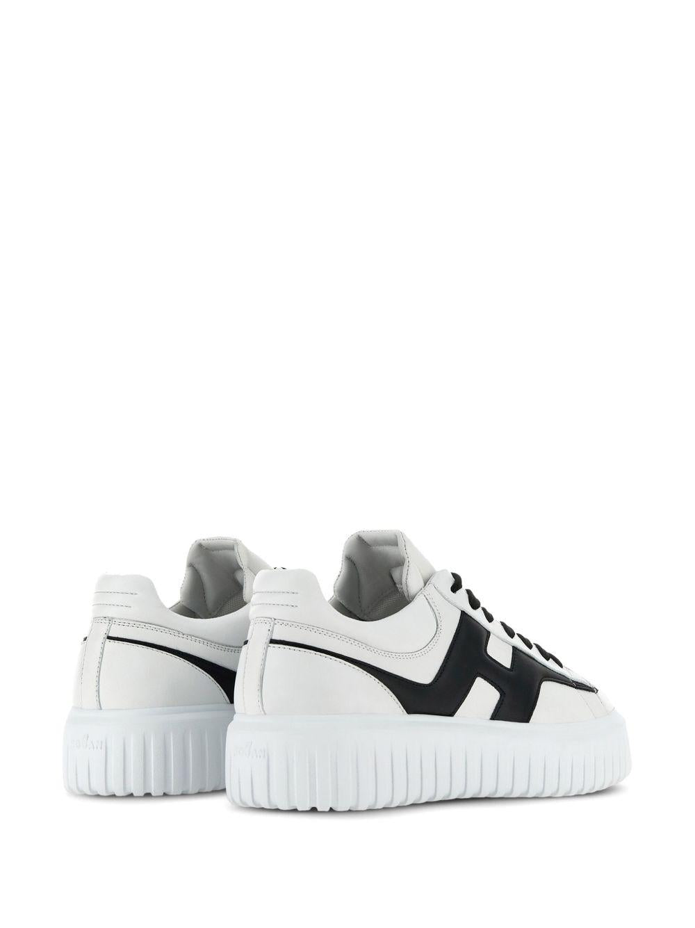 HOGAN Sneakers H-Stripes in pelle di montone bianco nero 
