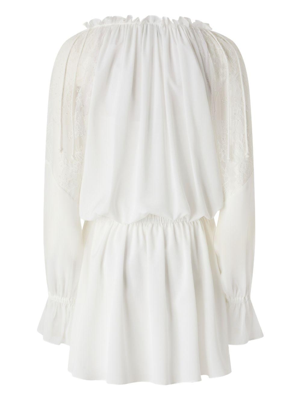 PINKO Abito corto Aggie in cotone bianco con pizzo 
