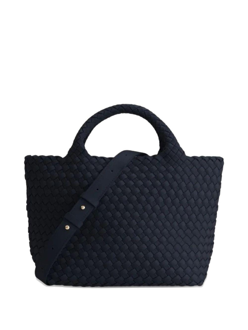 MARREA Borsa a mano nera con texture intrecciato 