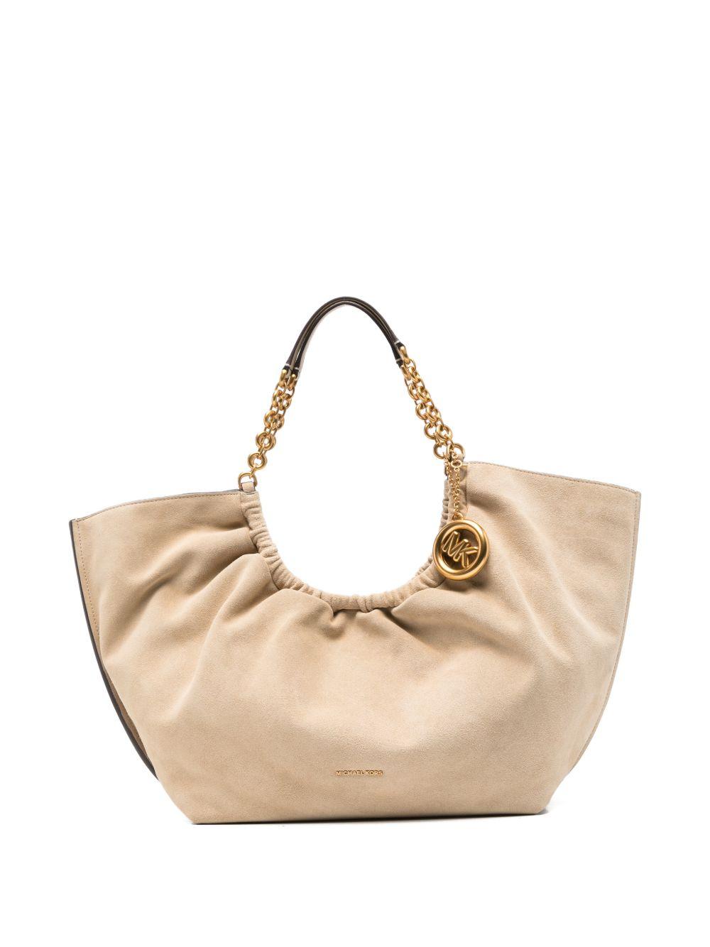 MICHAEL KORS Borsa hobo in pelle beige con charm MK 