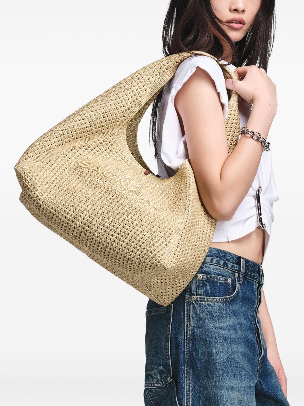 MARC JACOBS Sack Bag in maglia all'uncinetto con lurex e logo ricamato 