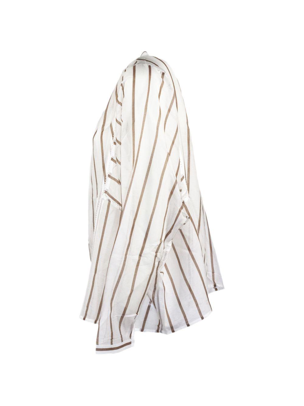 SEMICOUTURE Camicia Lola a maniche lunghe in cotone misto seta con collo alla coreana 