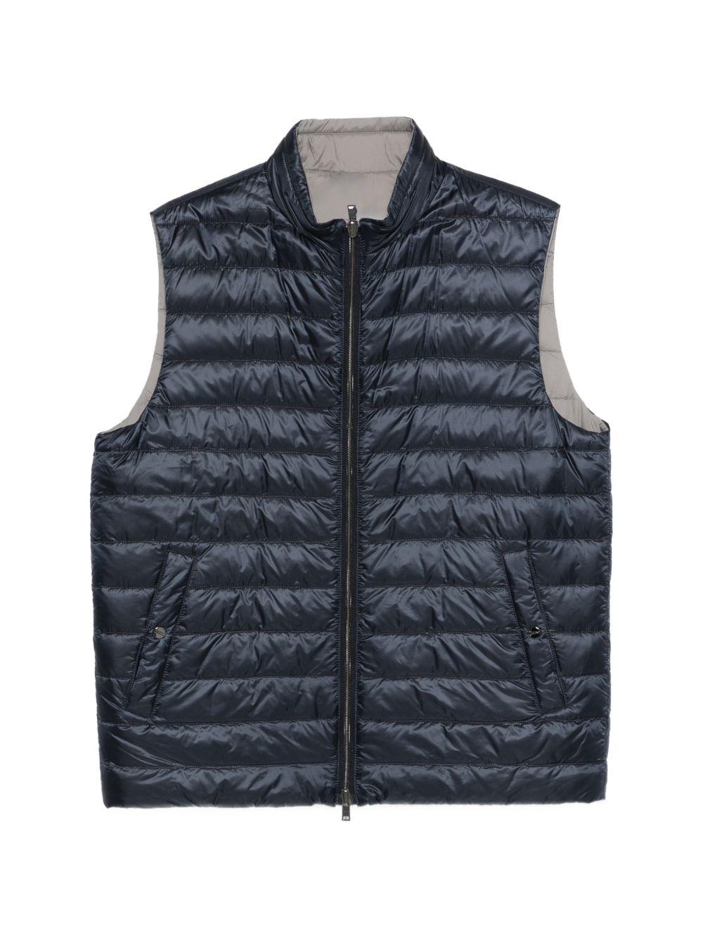 HERNO Gilet trapuntato blu e grigio 
