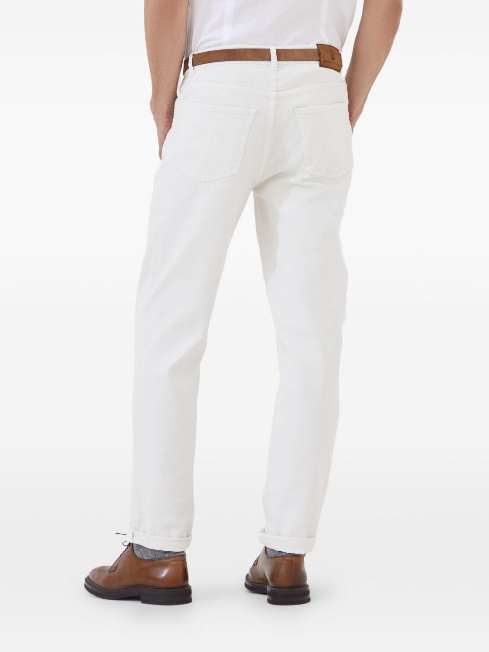 BRUNELLO CUCINELLI Pantalone traditional fit in denim leggero bianco 