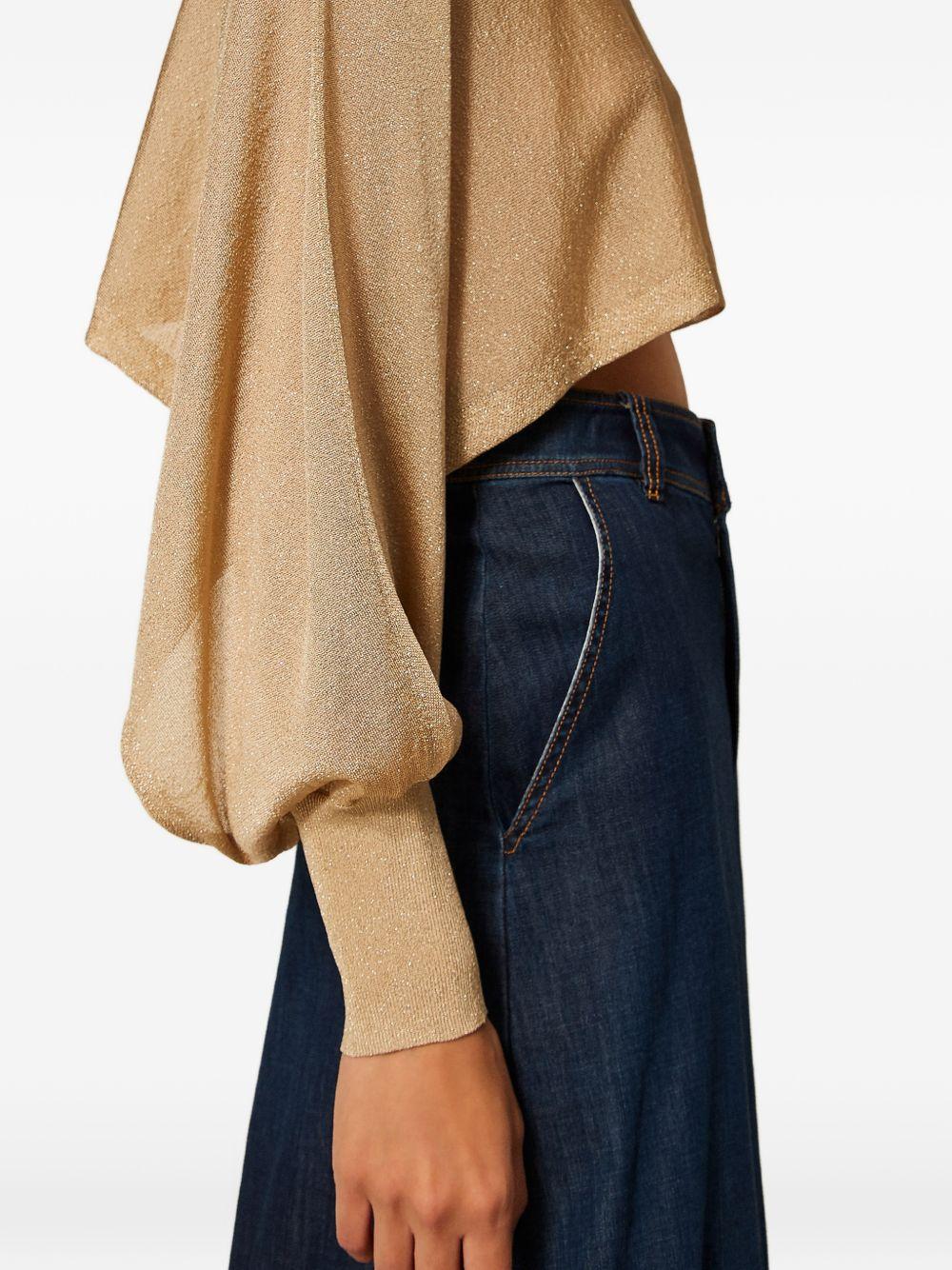 TWINSET Maglia cropped dorata con finitura lurex 