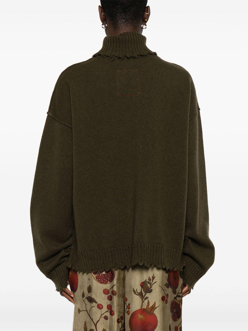 UMA WANG Maglione a collo alto in cashmere verde militare 