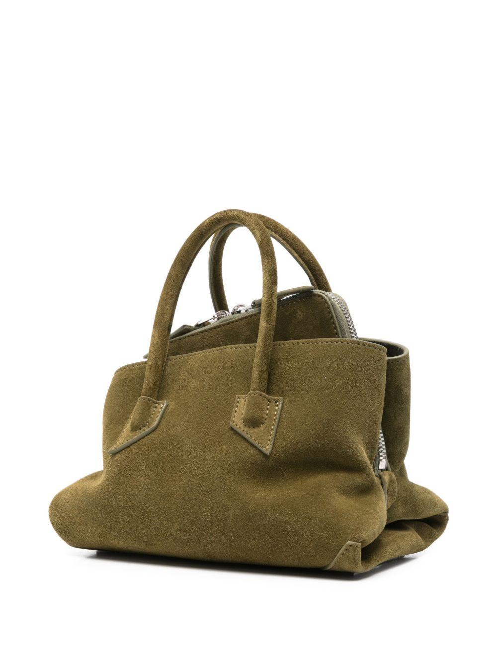 THE ATTICO Borsa a spalla La Passeggiata Mini in suede verde oliva 