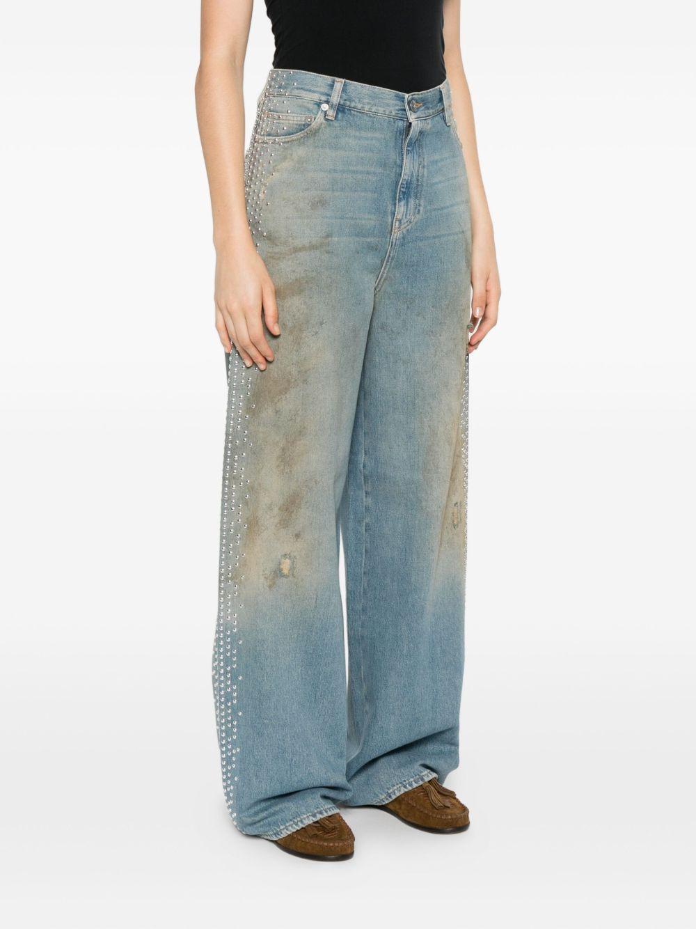 GOLDEN GOOSE Jeans denim con effetto vissuto e borchie 