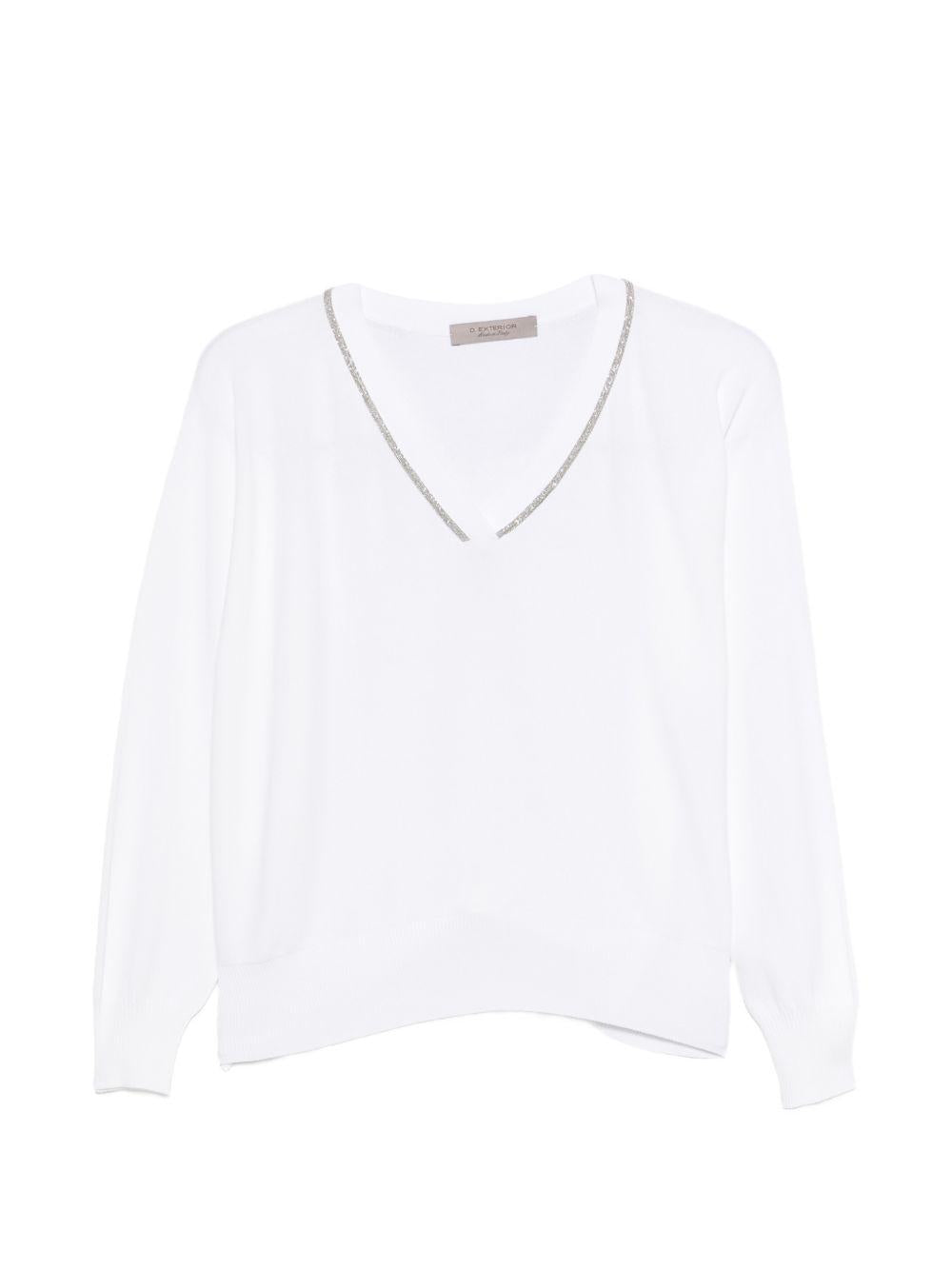 D EXTERIOR Maglia bianca con scollo a V con decorazione 