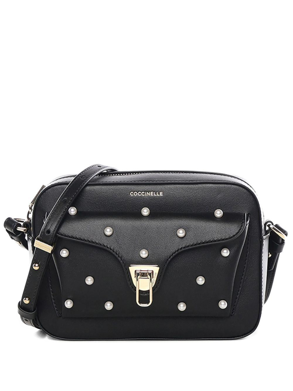COCCINELLE Borsa tracolla nera impreziosito da strass 