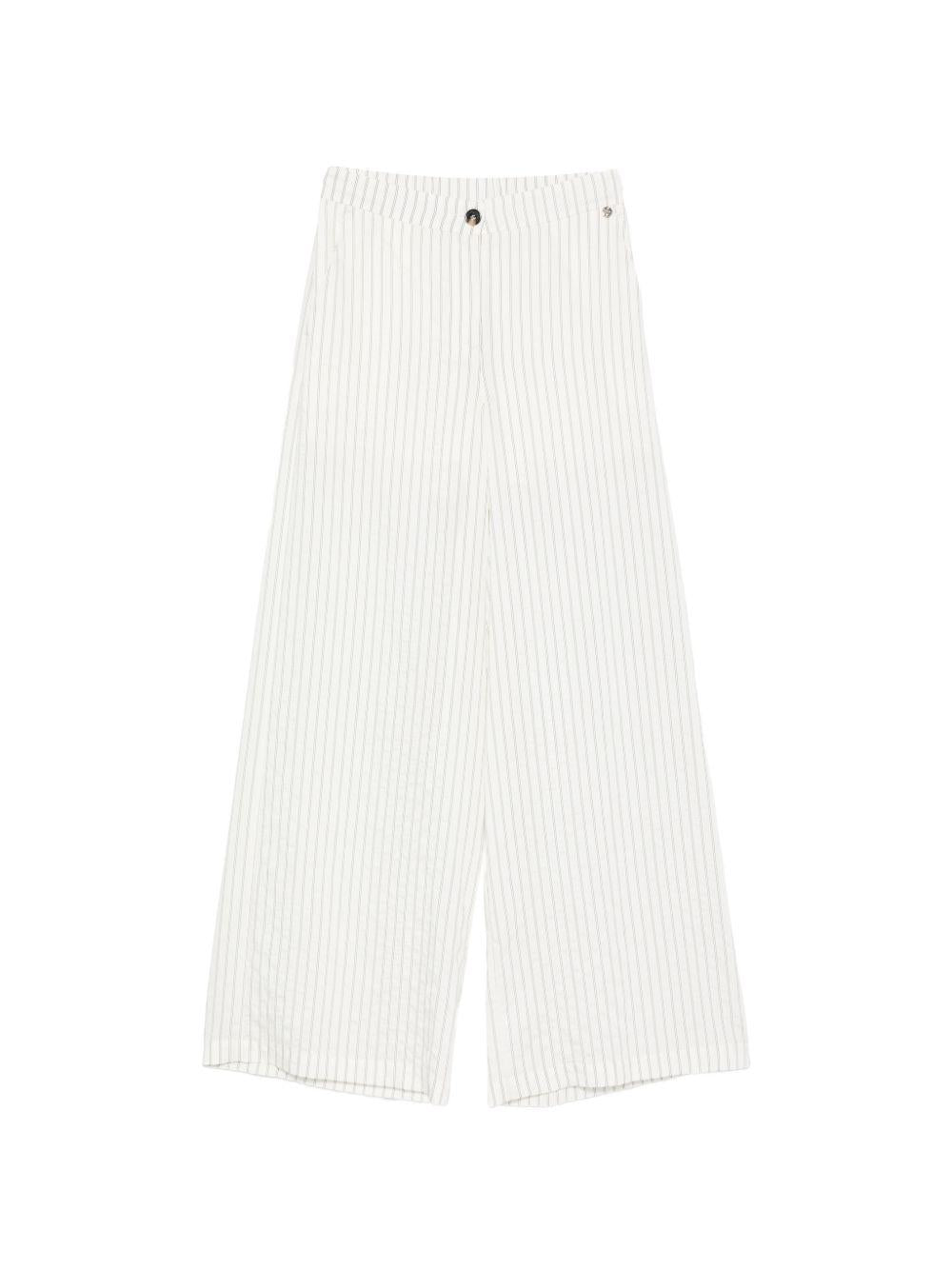 LIUJO Pantalone bianco a righe a vita alta 