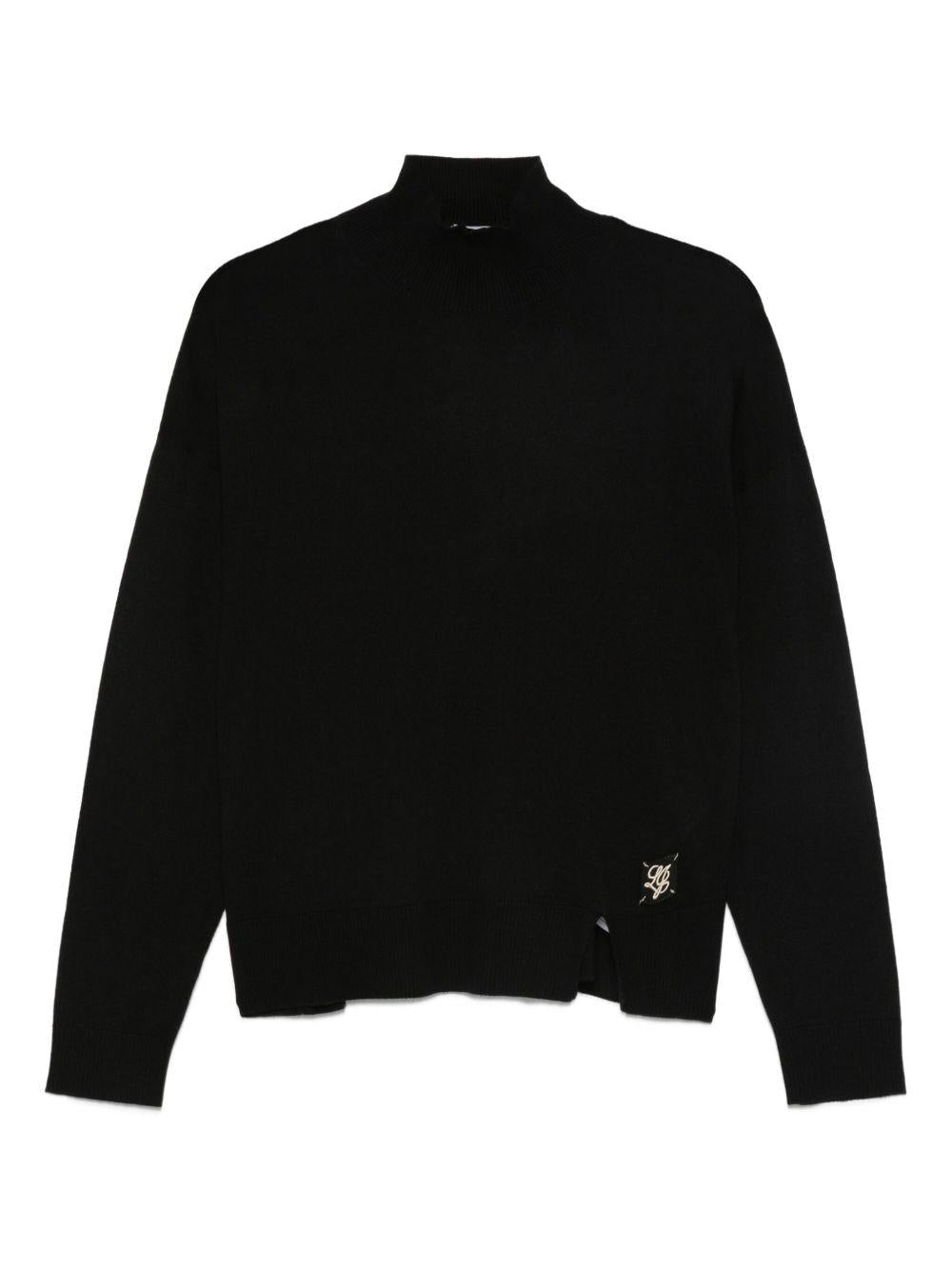 LIUJO Maglia nera collo alto con logo 