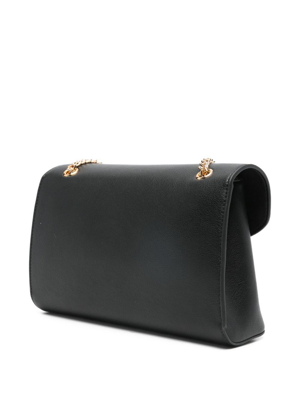 LOVE MOSCHINO Borsa nera in ecopelle con catenina dorata e chiusura a cuore 