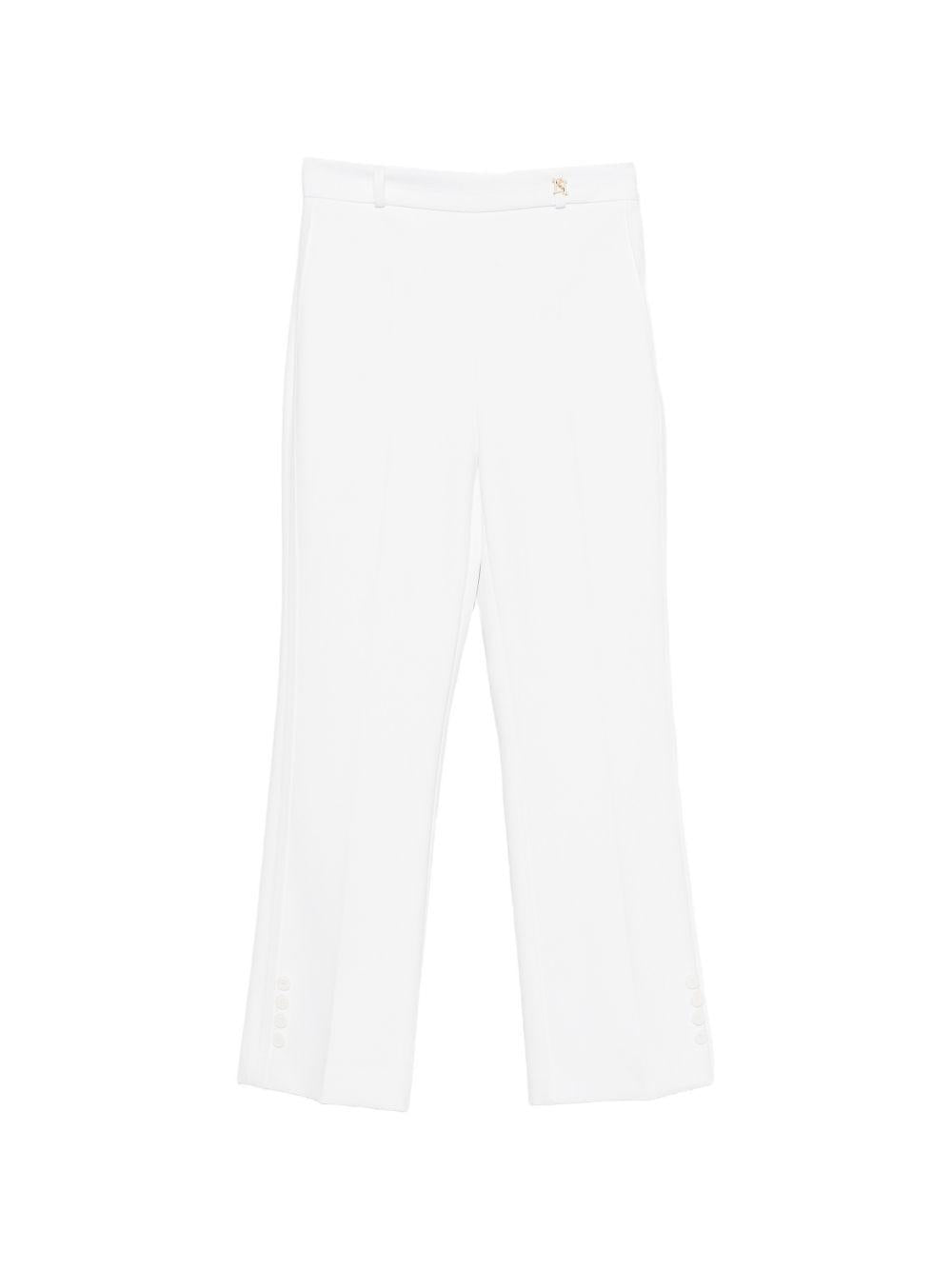 ELISABETTA FRANCHI Pantaloni linea slim fit in tessuto bianco 