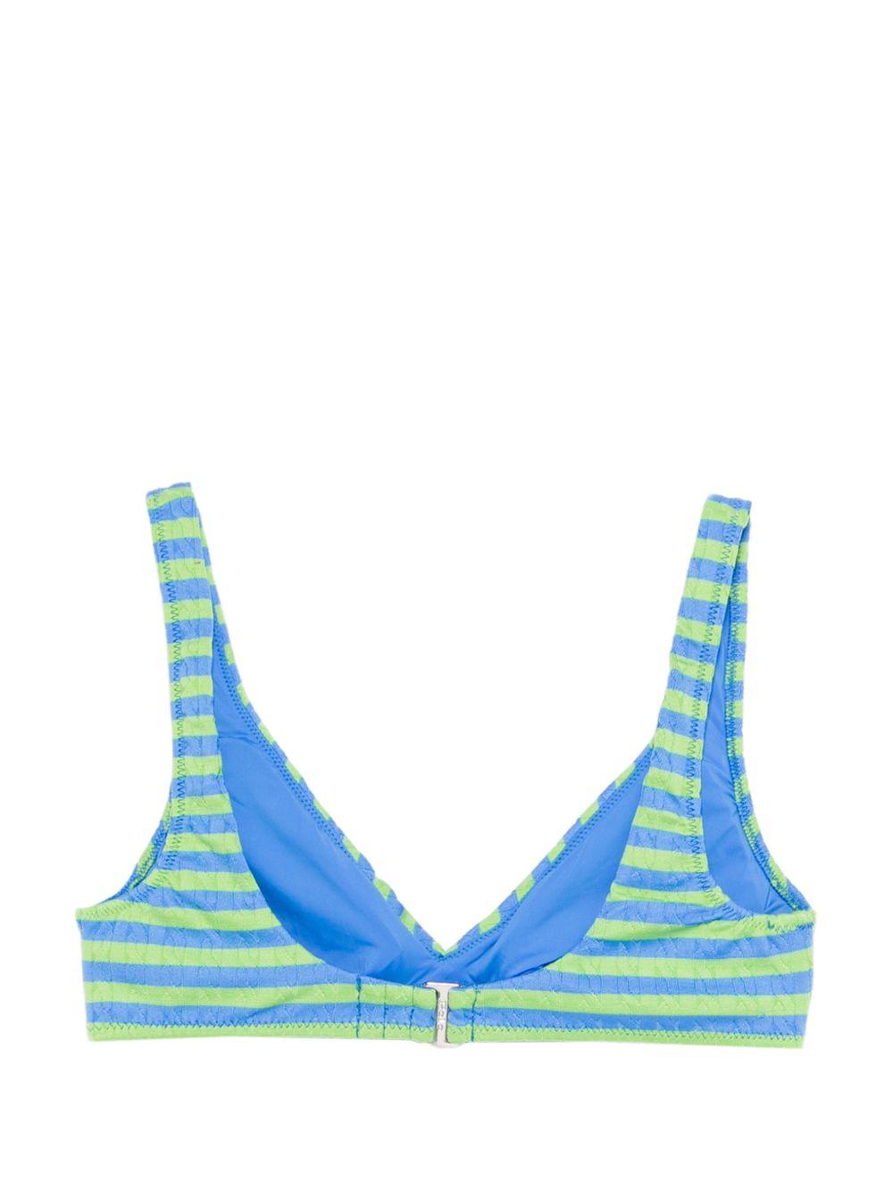POLO RALPH LAUREN Top bikini a righe con logo blu e verde 