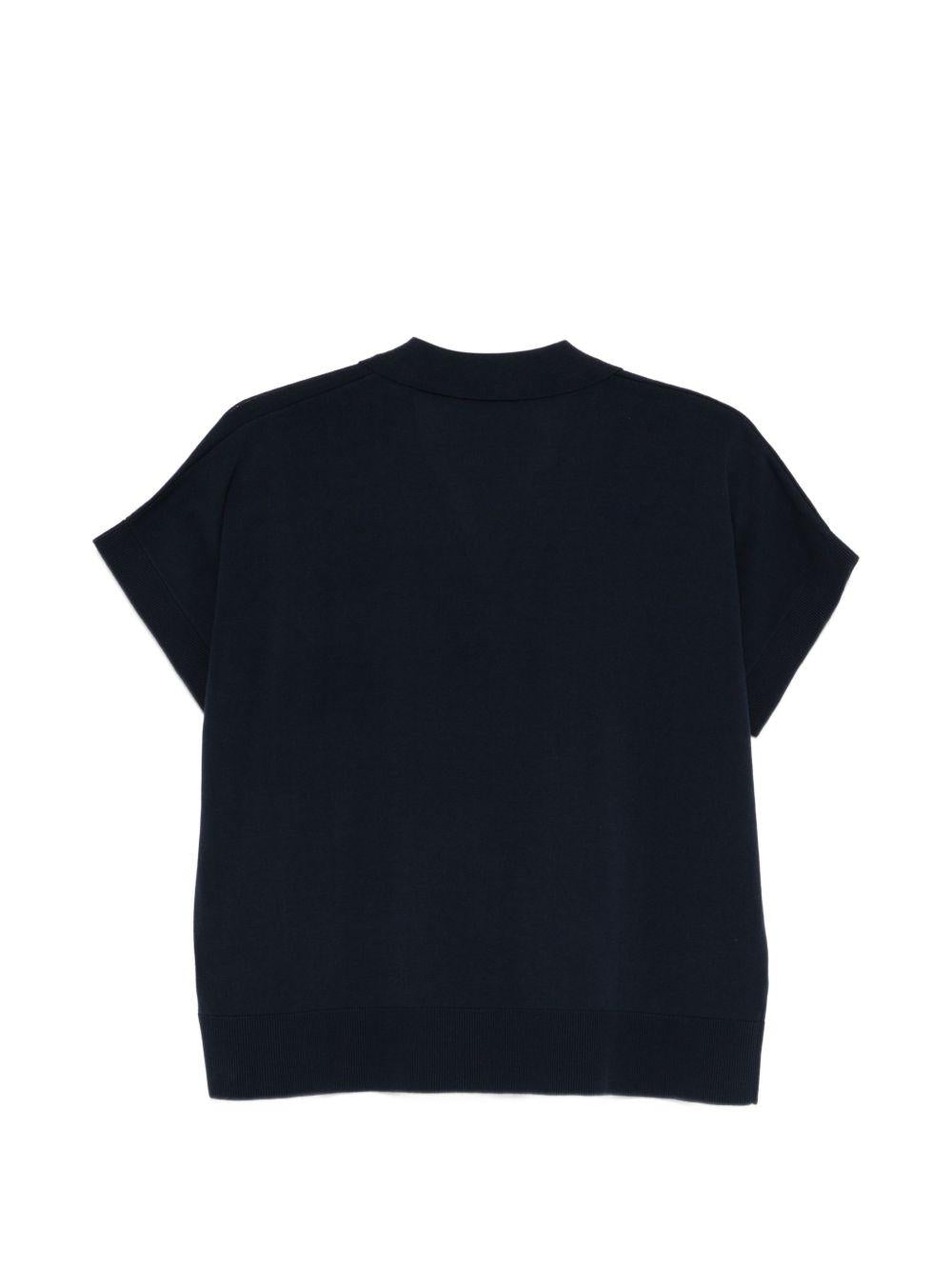 ASPESI Polo con scollo V in cotone blu 
