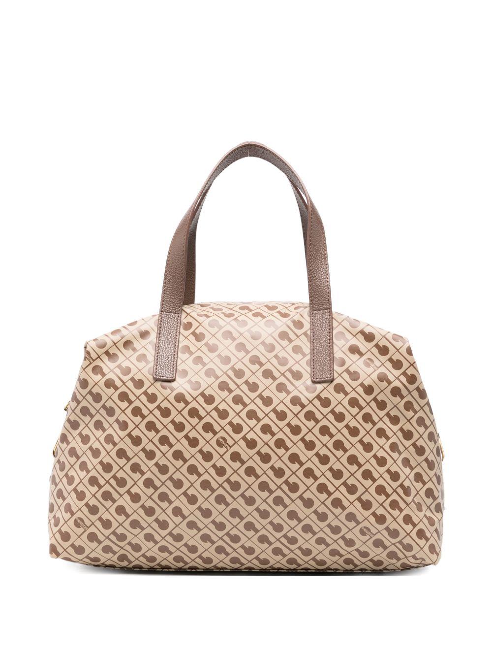 GHERARDINI Borsa a spalla Softy Tabacco con logo all-over marrone 