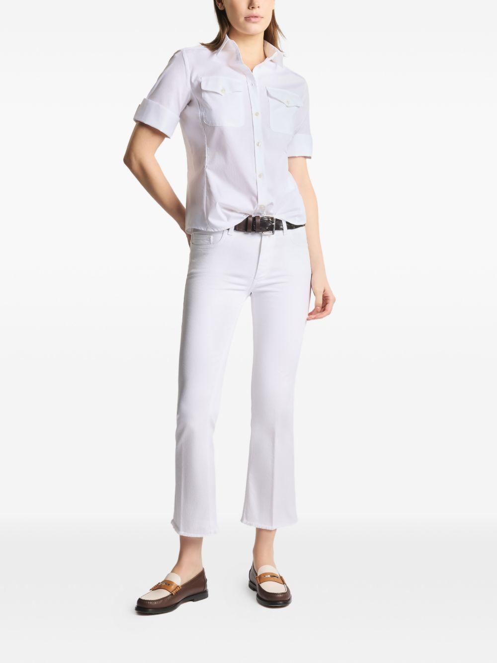 FAY Camicia in cotone elasticizzato bianco con maniche corte 