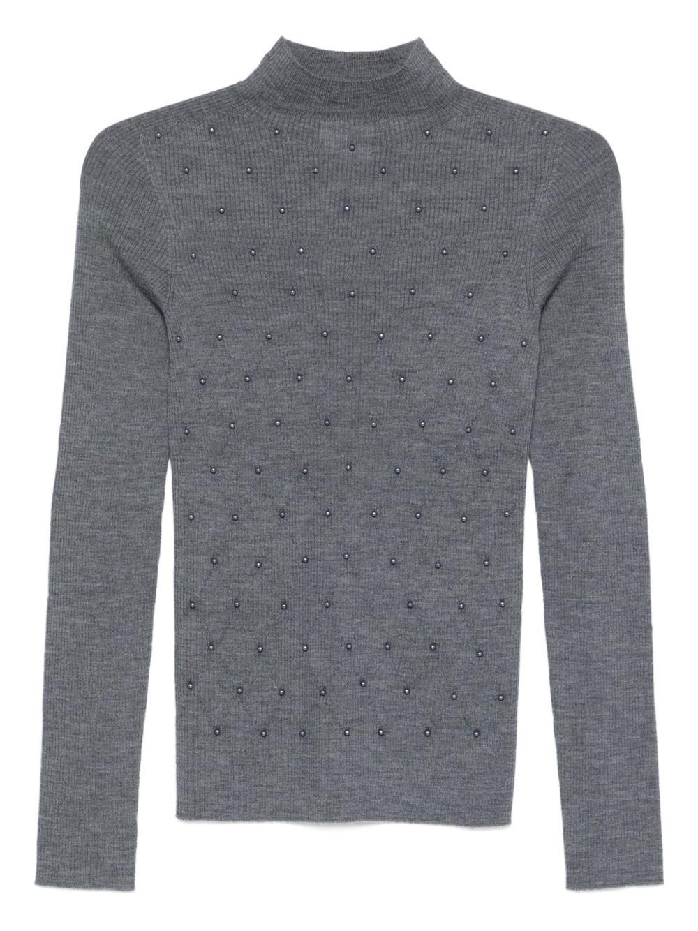 LIUJO Maglia grigia a collo alto in lana 