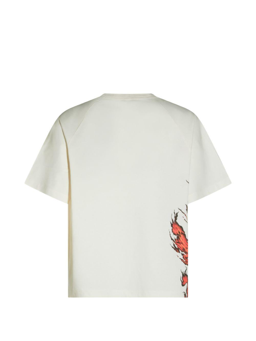 Y3 T-shirt bianca in cotone con stampa Y-3 
