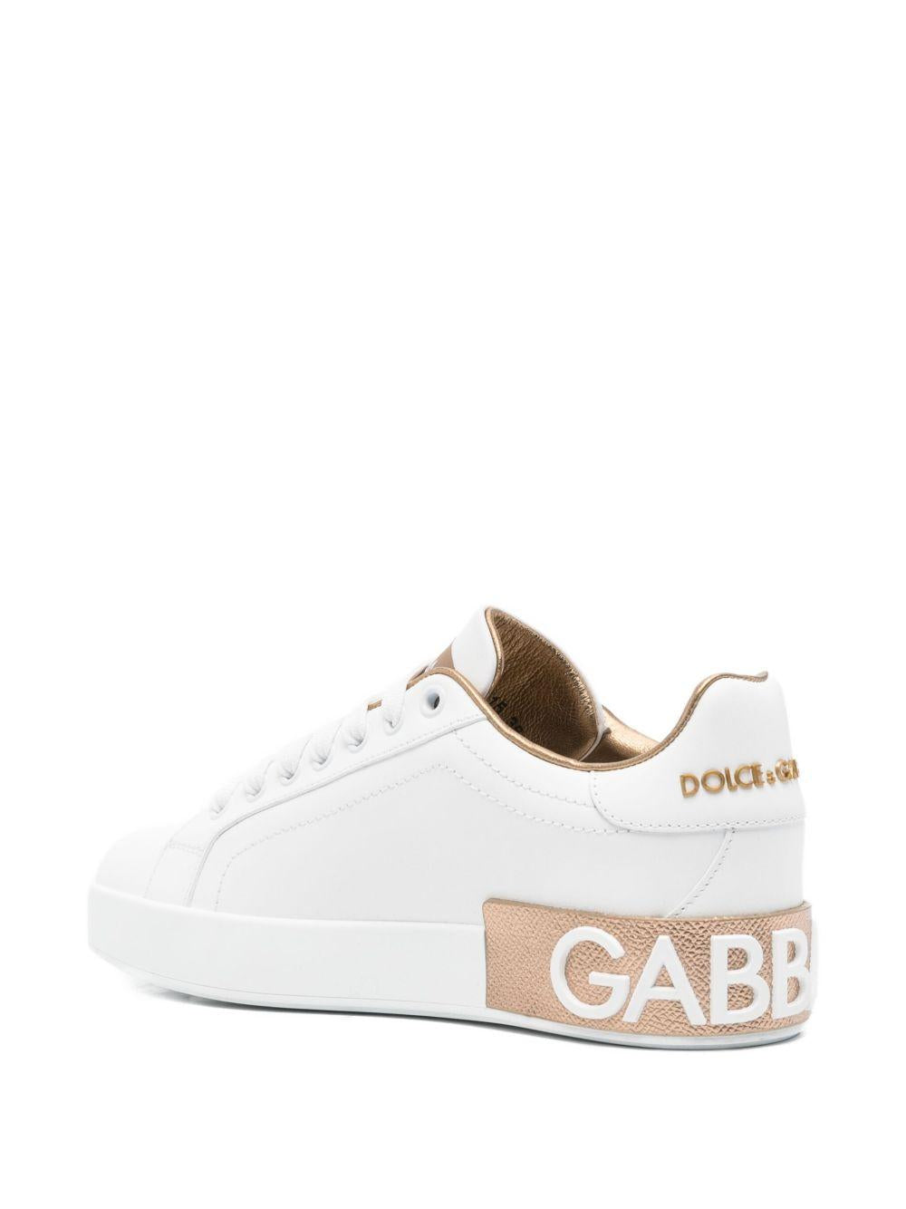 DOLCE e GABBANA Sneakers 'Portofino' in pelle di vitello bianca 