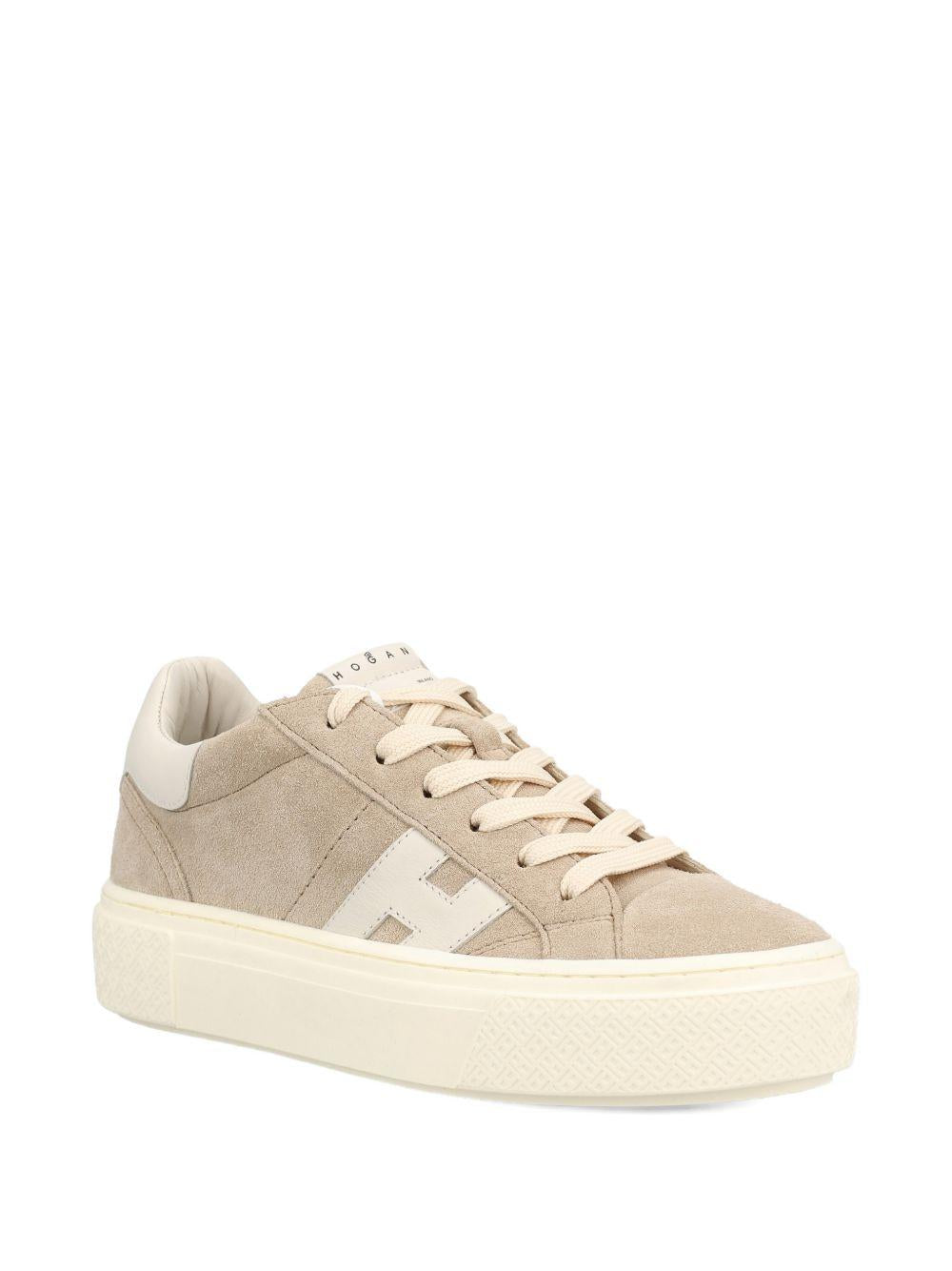 HOGAN Sneakers Crosswind Platform in pelle beige 