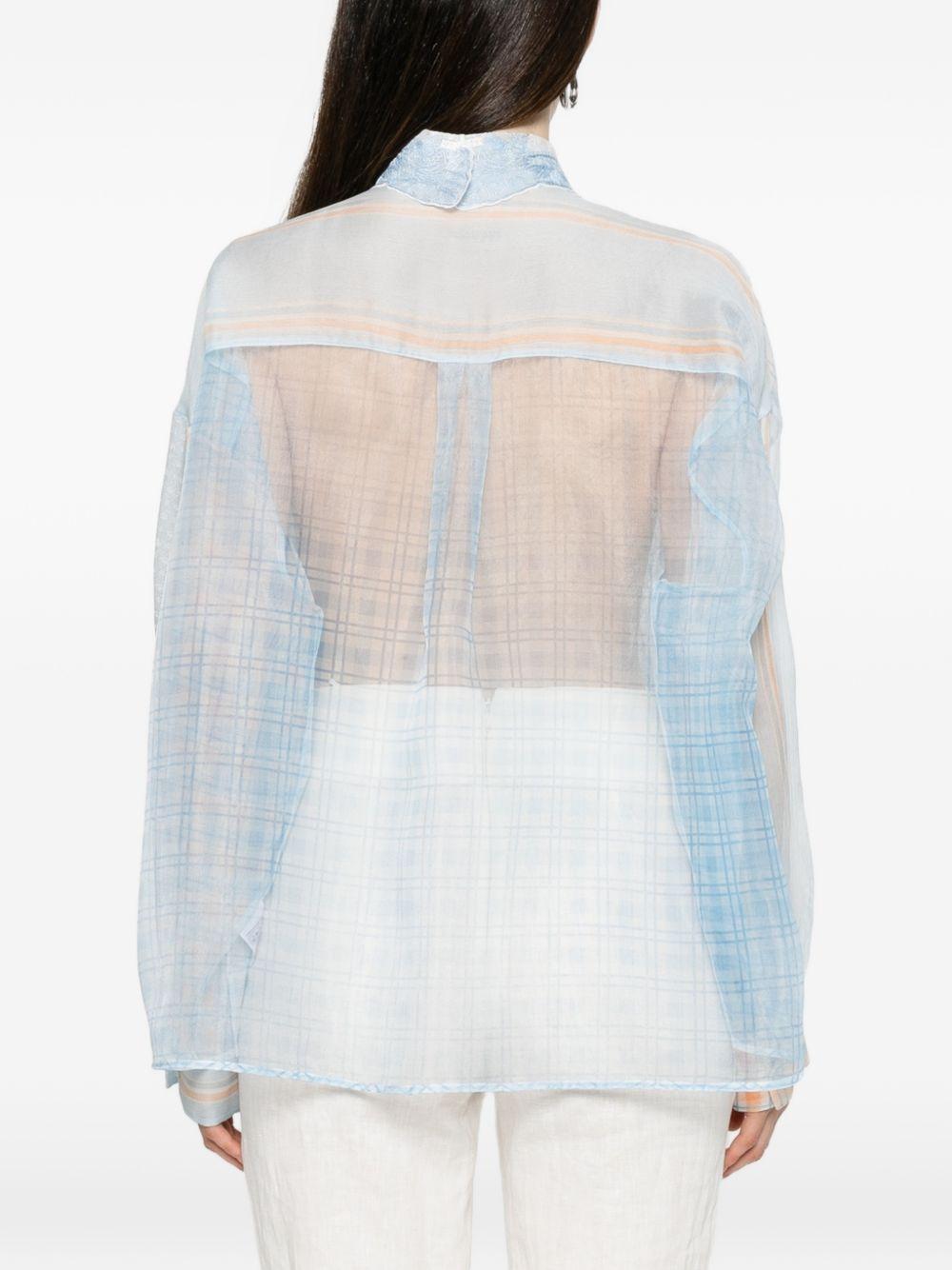 ERMANNO SCERVINO Camicia semitrasparente con fantasia geometrica celeste 