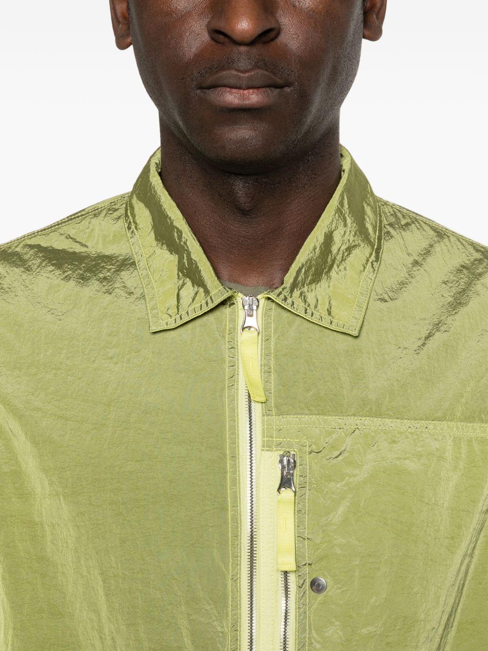 STONE ISLAND Giacca verde con zip e applicazione removibile 