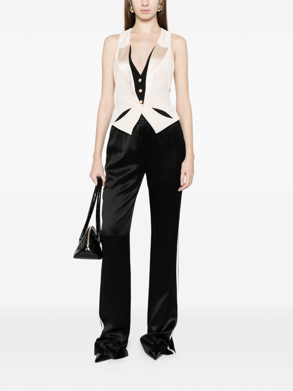 ELISABETTA FRANCHI Gilet bianco con dettagli struuturali neri 