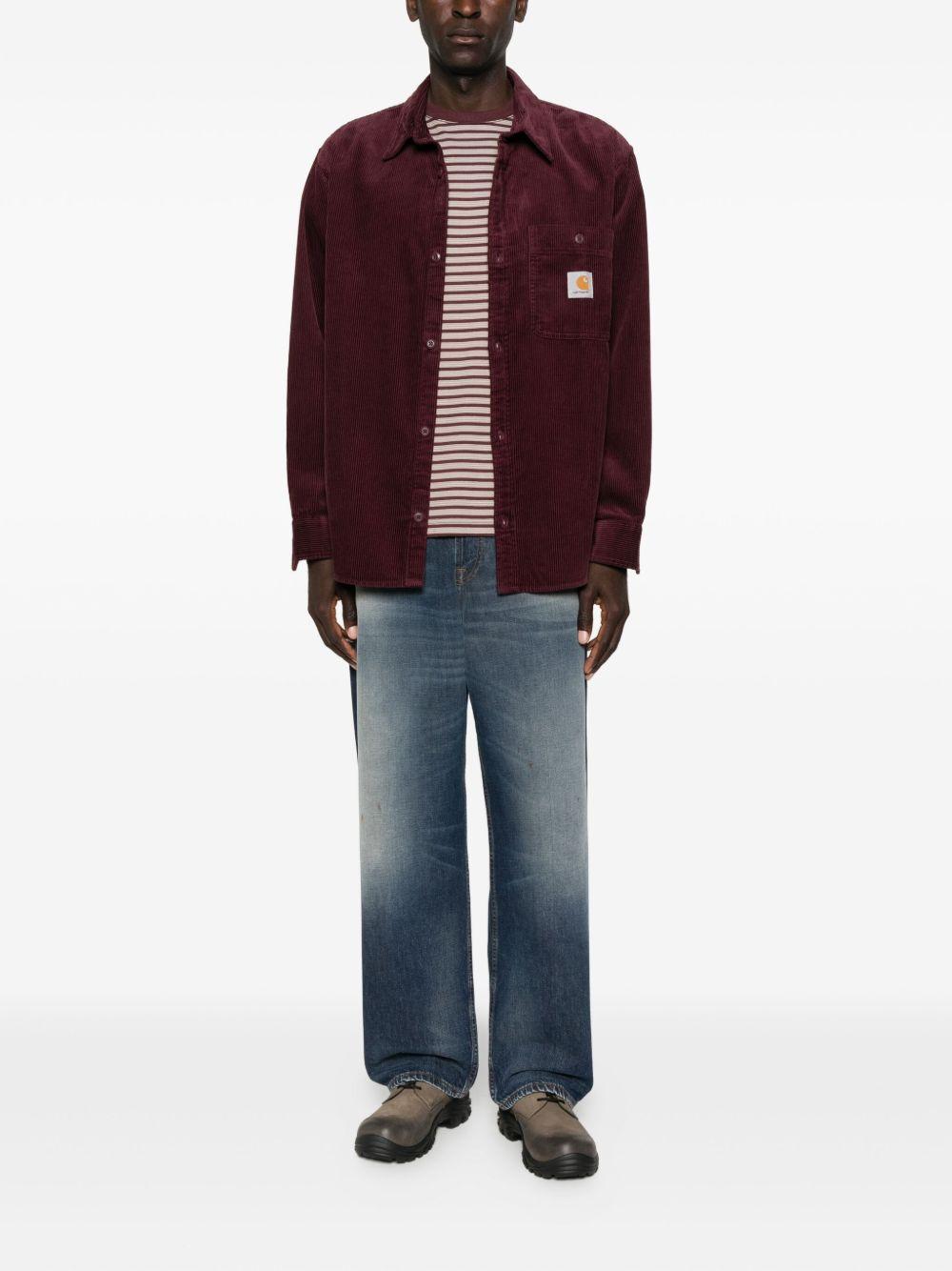 CARHARTT WIP Camicia bordeaux in cotone a coste 