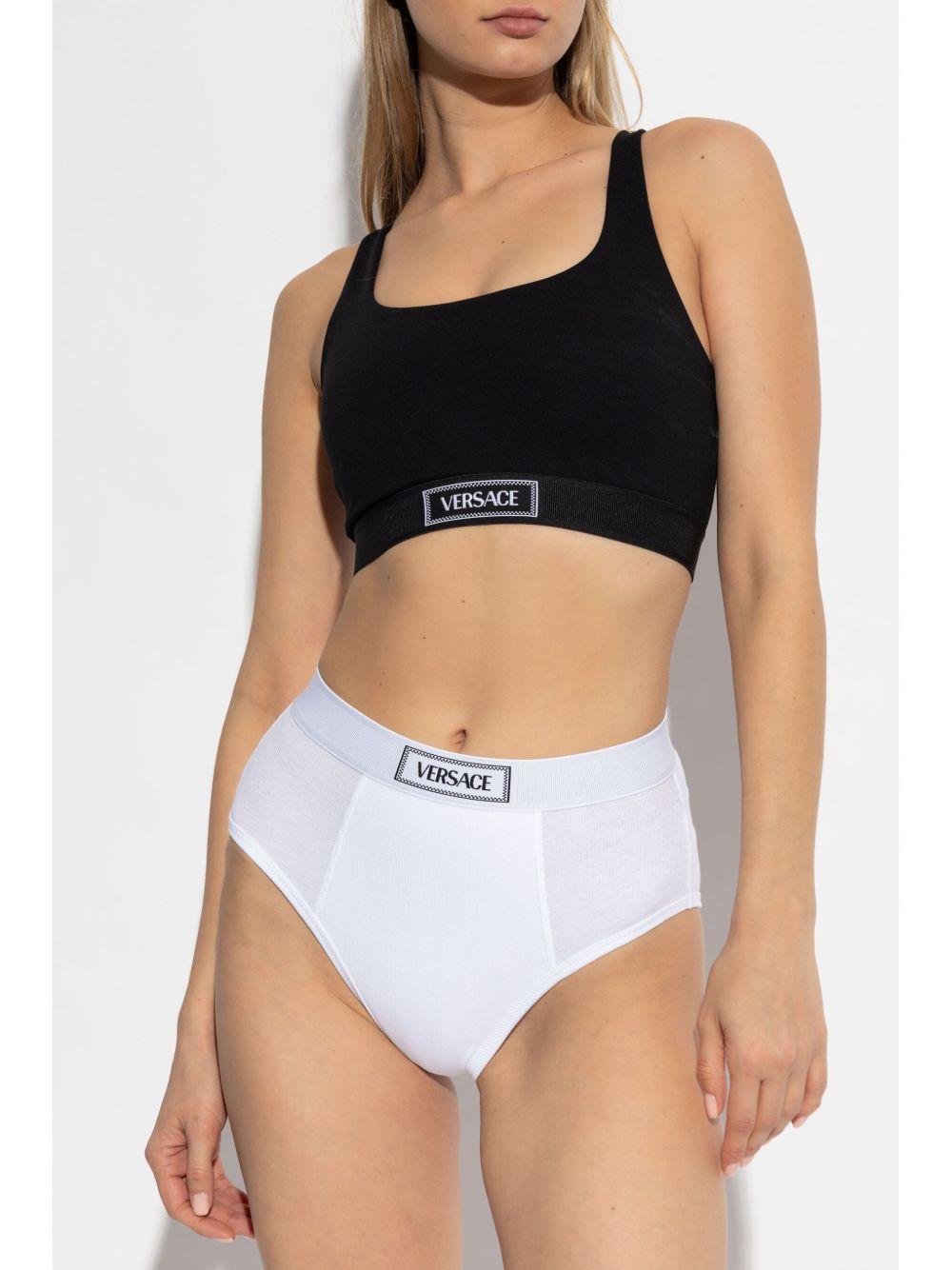 VERSACE Top nero con logo 