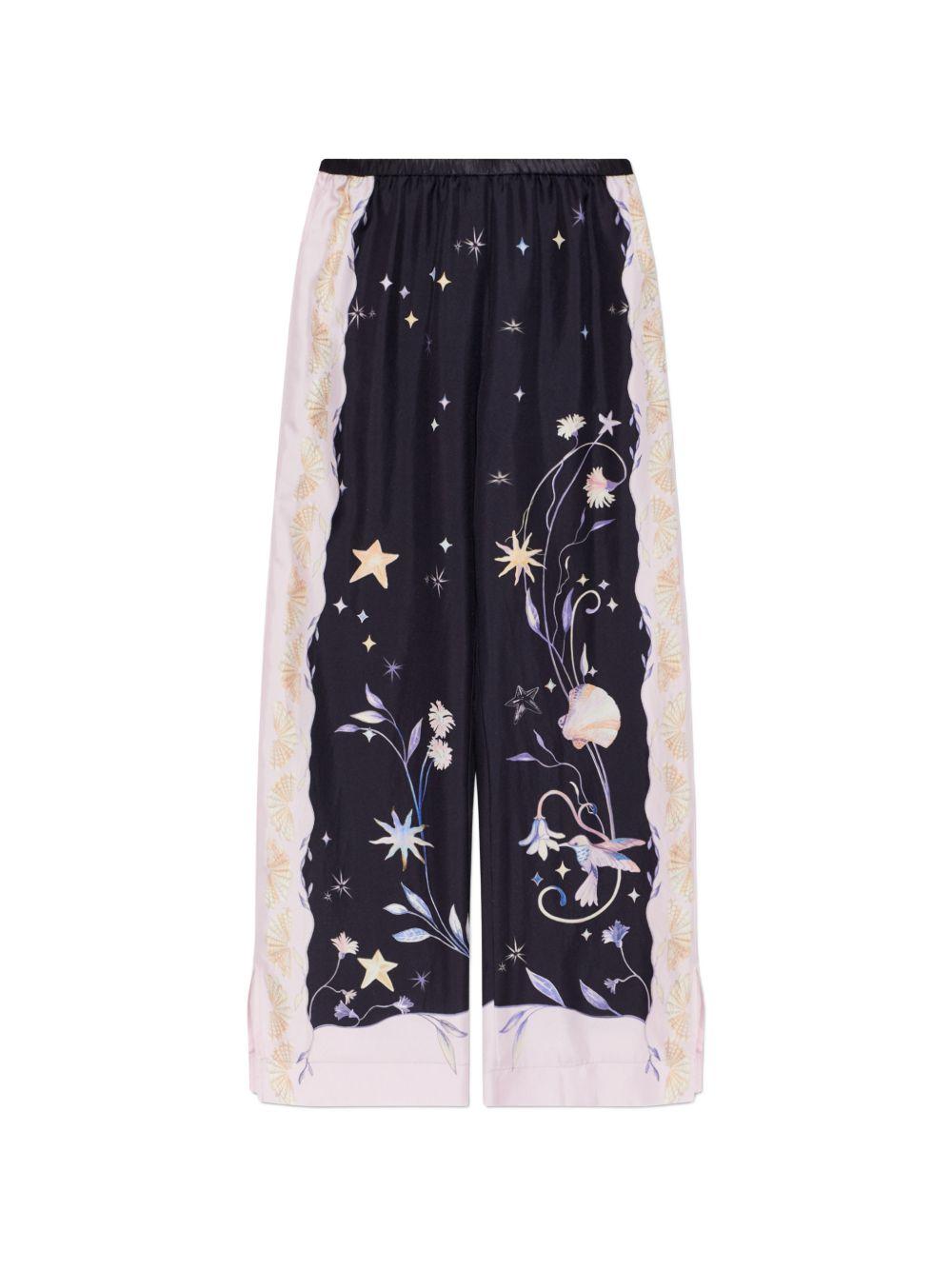 FORTE FORTE Pantaloni My Pants in seta con stampa grafica 