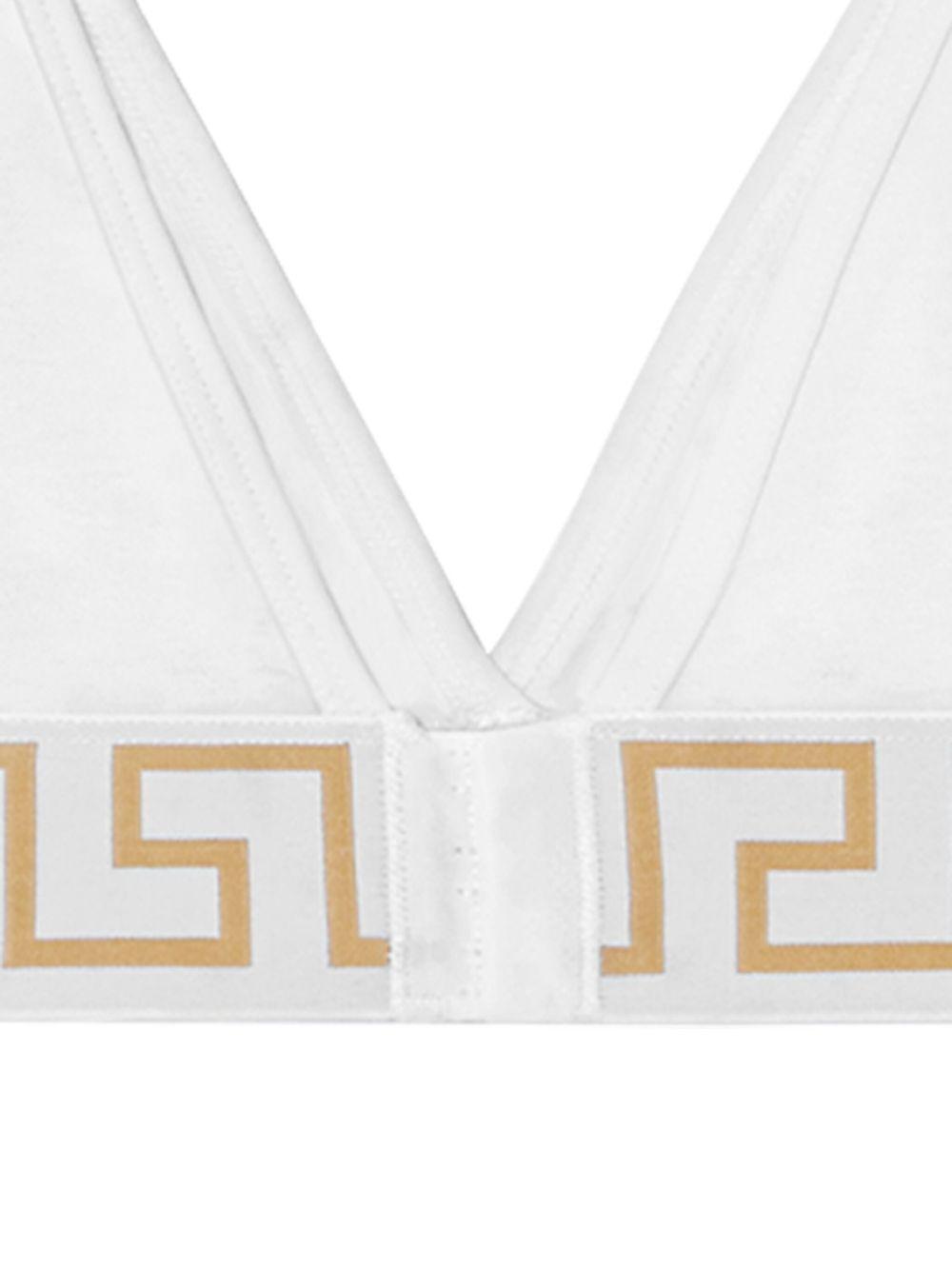 VERSACE Reggiseno in cotone bianco con stampa Barocca 