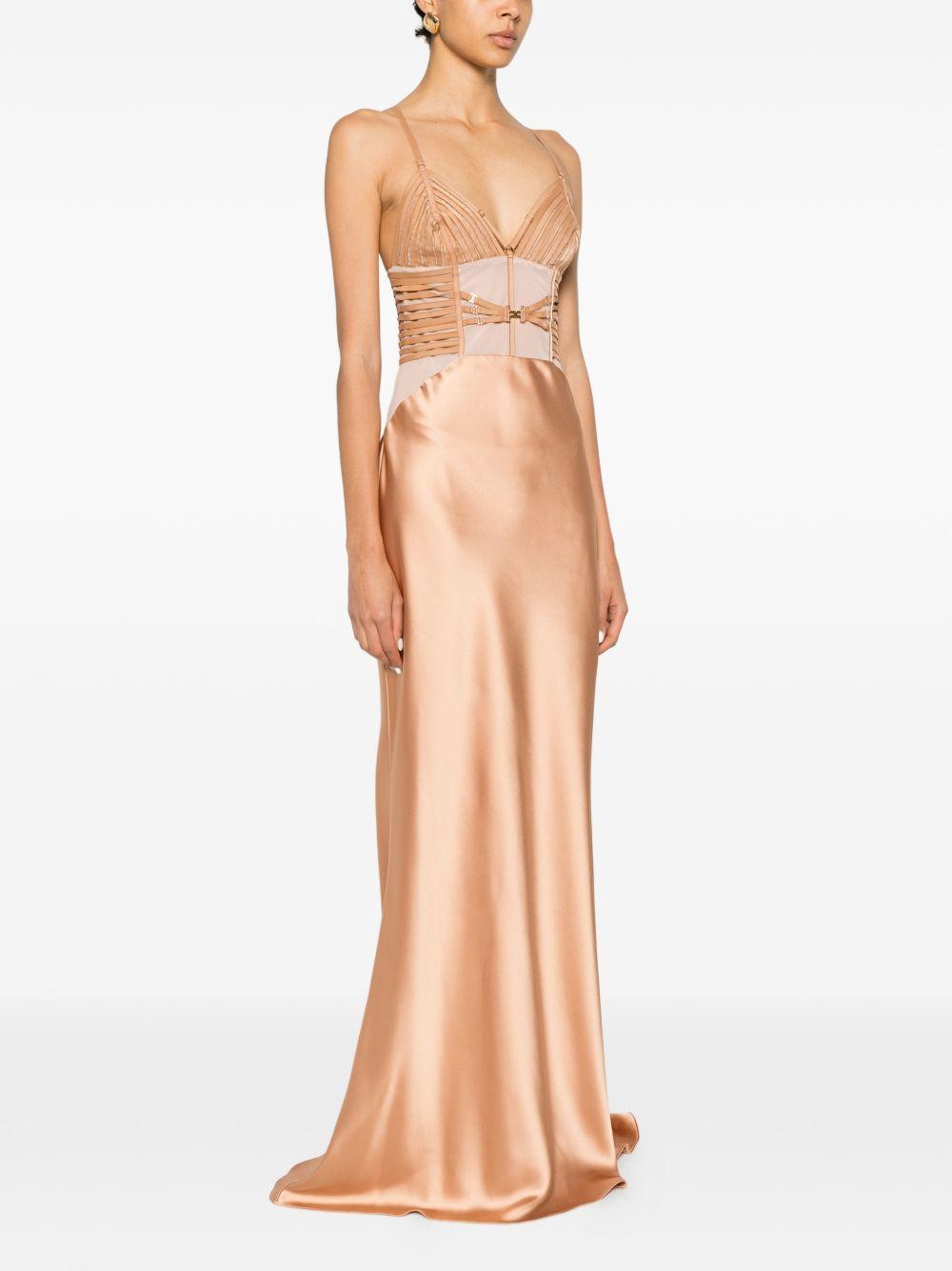 ELISABETTA FRANCHI Abito Red Carpet in raso con elastici 