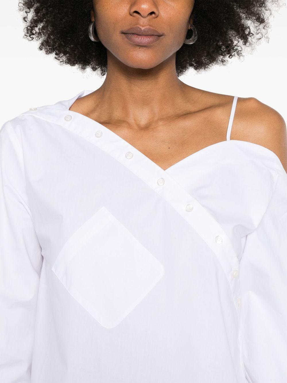 COPERNI Camicia asimmetrica in cotone bianco 