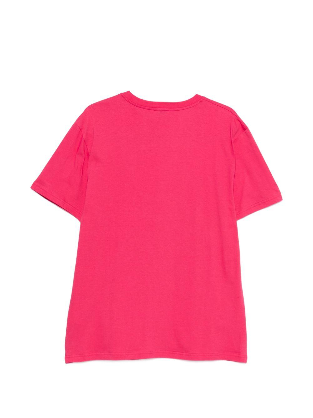 MOSCHINO SWIM T-shirt fucsia con logo sul petto 