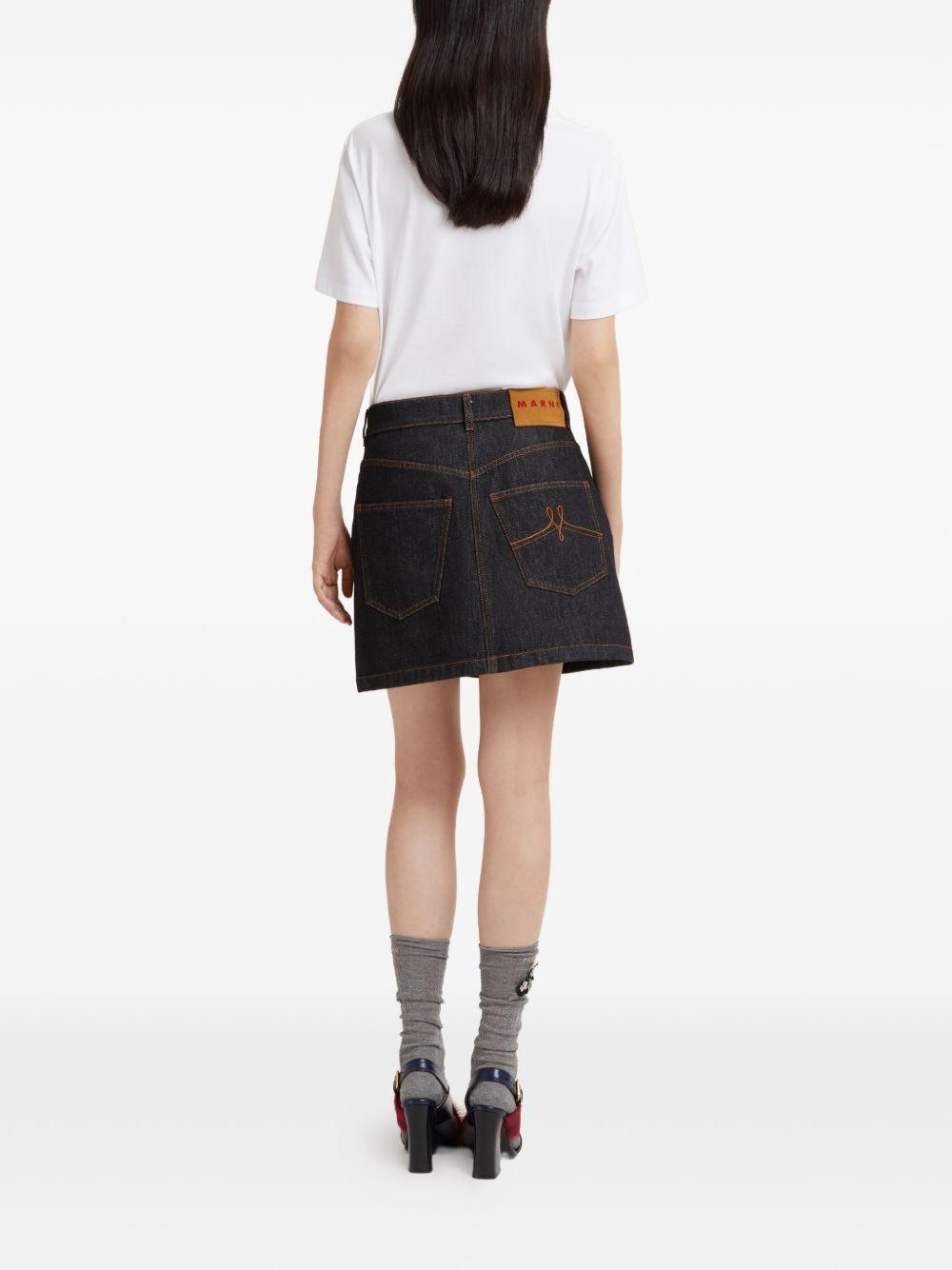 MARNI Mini gonna blu con ricami florali 